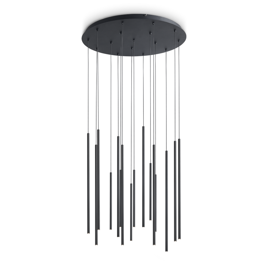 Lámpara colgante Ideal Lux Look negro cristal LED 16 luces 31W Ø70cm 371146