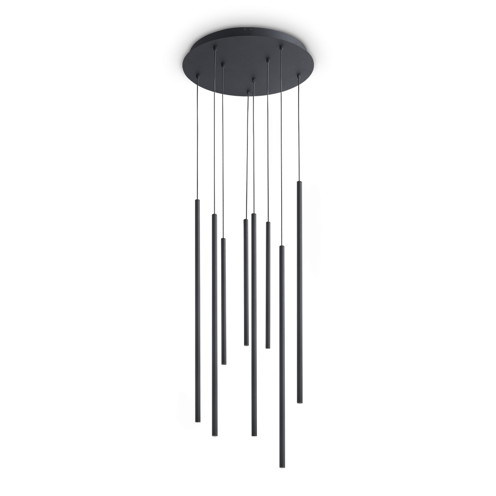Lámpara colgante Ideal Lux Look negro cristal LED 8 luces 16W 3000K Ø45cm 371177