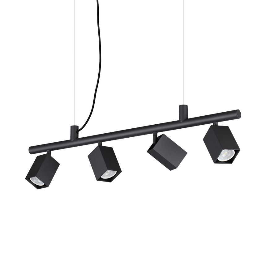 Lámpara colgante Ideal Lux Dynamite 4 luces 112W 76cm cuadrada negro — ref. 371382 (1)