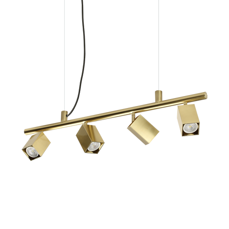 Lámpara colgante Ideal Lux Dynamite 4 luces 112W 76cm cuadrada latón — ref. 371399 (1)