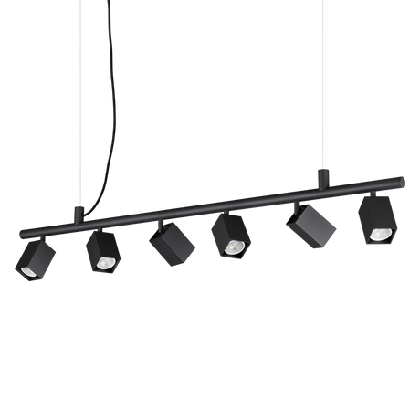Lámpara colgante Ideal Lux Dynamite 6 luces 168W 115,5cm cuadrada negro — ref. 371412 (1)