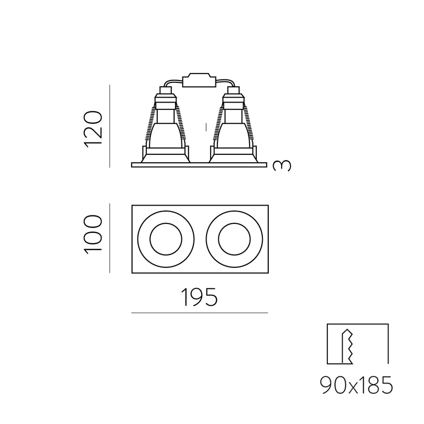 ACB Waka Empotrable 3725/20 Blanco Texturado, LED GU10 2x8W, CL.II