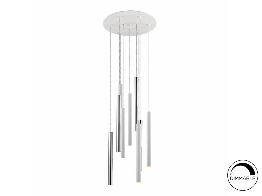 Lámpara de techo colgante Schuller Varas 9 luces cromo 