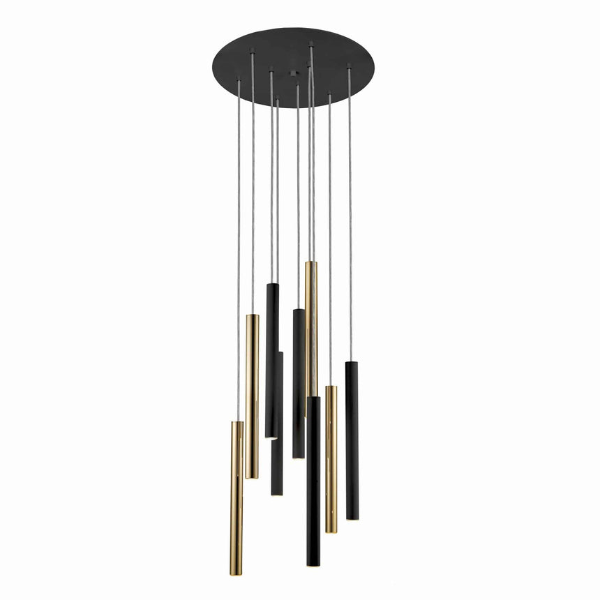Schuller Varas Lámpara de techo colgante oro/negro 9 luces 373272