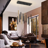 Schuller Varas Lámpara de techo colgante 14 luces oro y negro dimable 373425D