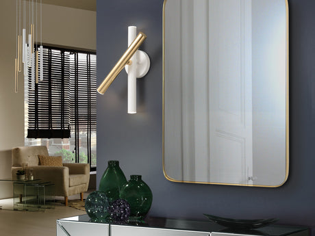 Lámpara aplique de pared Schuller Varas LED 3 luces oro brillo y blanco 3000K vista 1