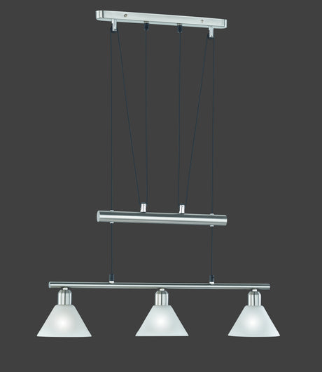 Lámpara de techo colgante Trio Stamina LED níquel mate 2700K 180cm 3751031-07
