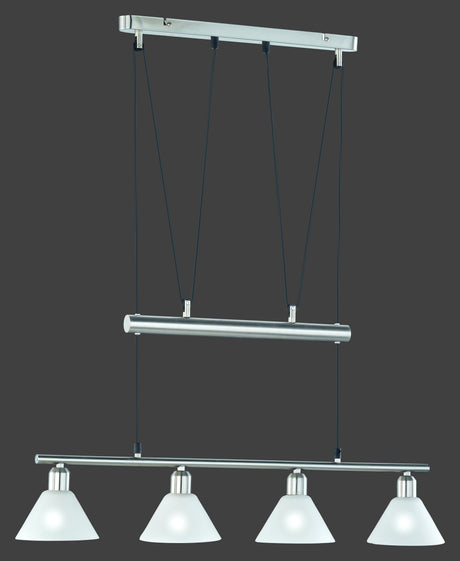 Lámpara de techo colgante Trio Stamina LED níquel mate 2700K 180cm 3751041-07