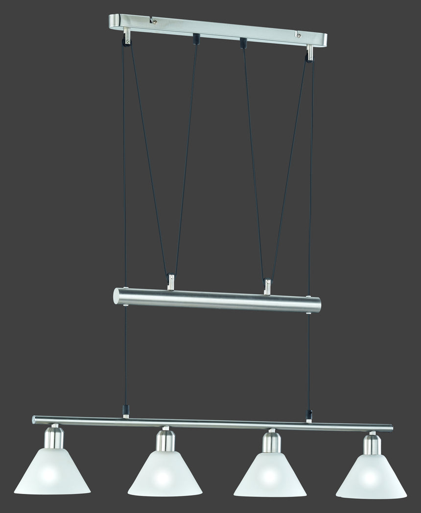 Lámpara de techo colgante Trio Stamina LED níquel mate 2700K 180cm 3751041-07