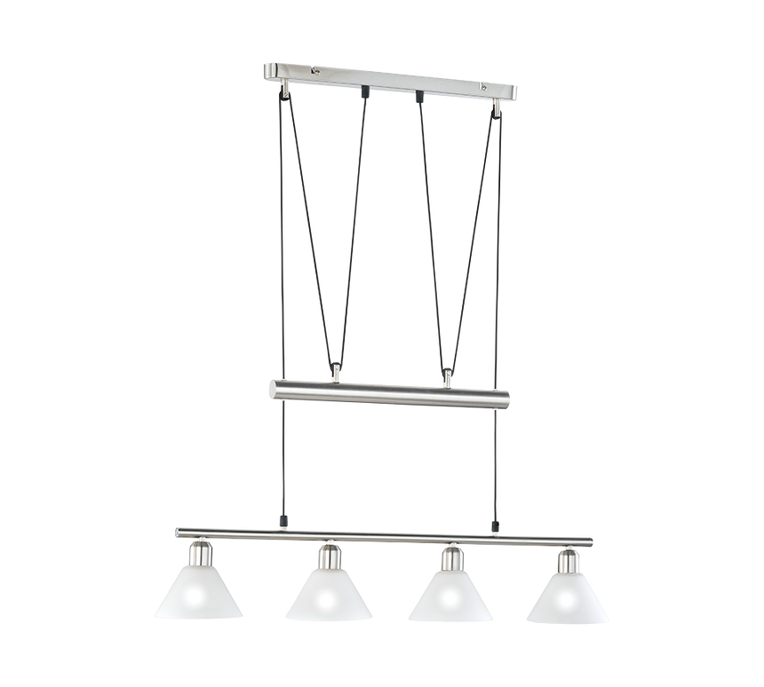 Lámpara de techo colgante Trio Stamina 4 luces níquel mate 180cm 3751041-07