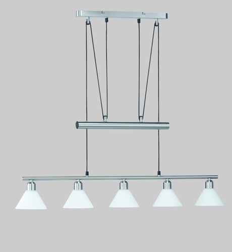 Lámpara de techo colgante Trio Stamina LED níquel mate 2700K 180cm 3751051-07