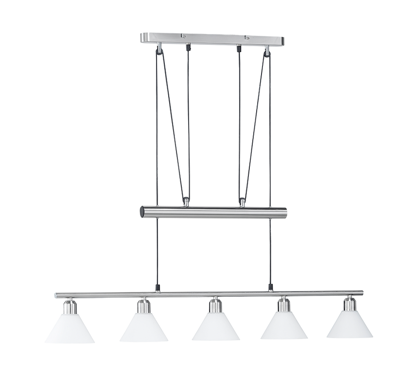 Lámpara de techo colgante Trio Stamina 5 luces níquel mate 180cm 3751051-07