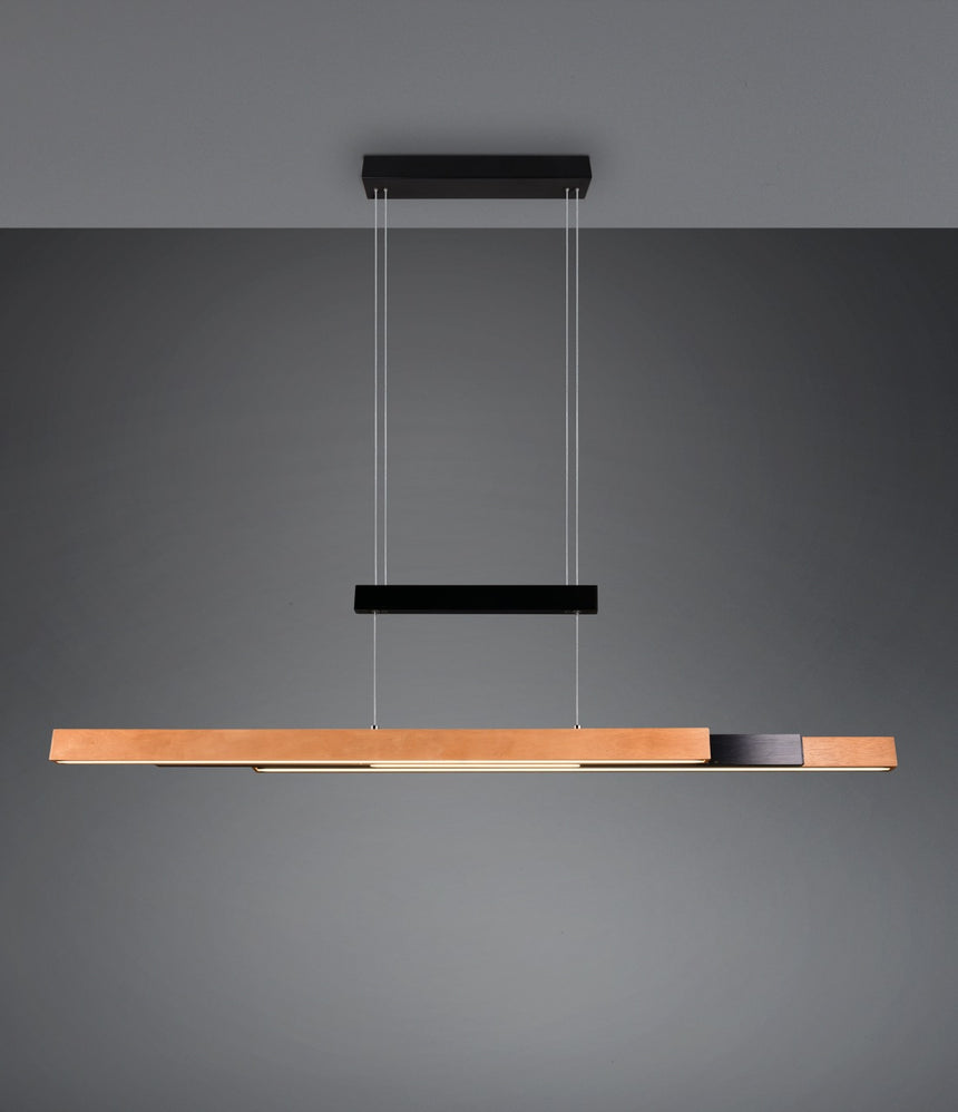 Trio Trajan Lámpara de techo colgante LED negro madera 375390532
