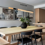 Trio Trajan Lámpara de techo colgante LED negro madera 375390532