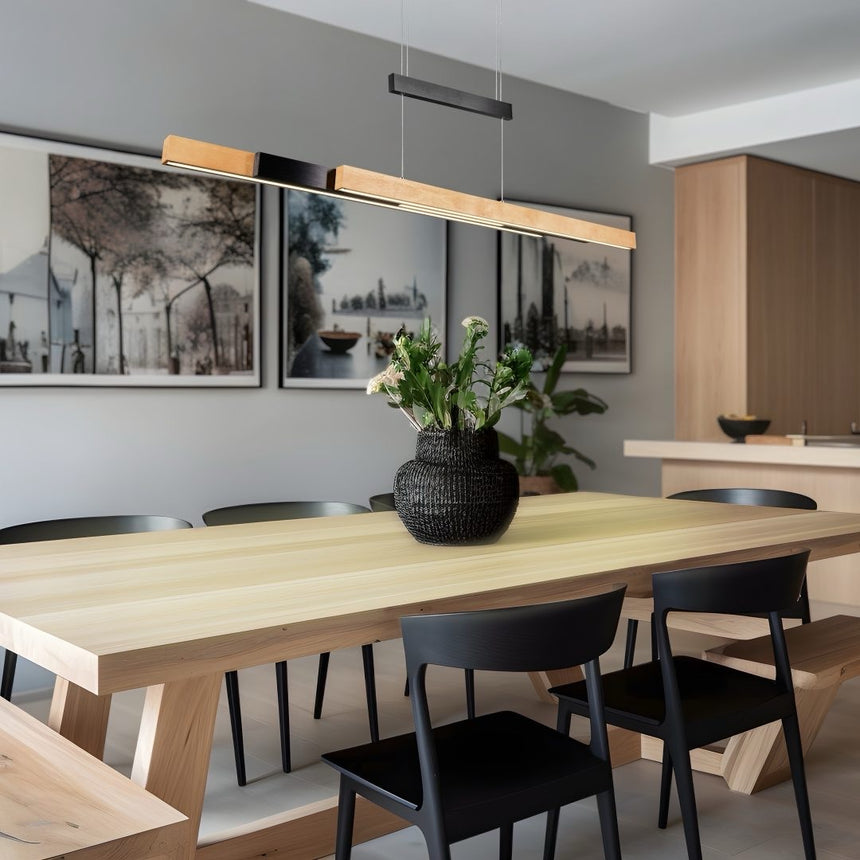 Trio Trajan Lámpara de techo colgante LED negro madera 375390532