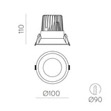 ACB Kidal Empotrable 3771/10 Negro Texturado, LED COB 13W 2700K 1160lm, CRI90 I IP44/IP20, LED integrado E377119N