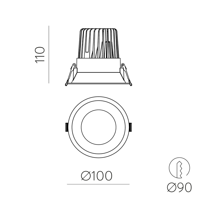 ACB Kidal Empotrable 3771/10 Negro Texturado, LED COB 13W 2700K 1160lm, CRI90 I IP44/IP20, LED integrado E377119N