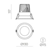 ACB Kidal Empotrable 3771/13 Negro Texturado, LED COB 20W 3000K 1830lm, CRI90 CL.II IP44/IP20, LED integrado E3771300N