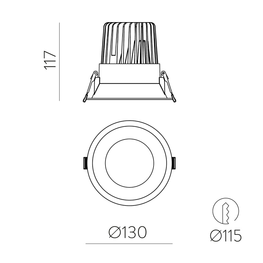 ACB Kidal Empotrable 3771/13 Negro Texturado, LED COB 20W 2700K 1680lm, CRI90 CL.II IP44/IP20, LED integrado E3771390N