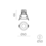 ACB Kidal Empotrable 3771/6 Negro Texturado, LED COB 5W 4000K 580lm, CRI90 CL.II IP44/IP20, LED integrado E3771210N