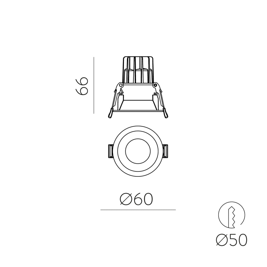 ACB Kidal Empotrable 3771/6 Negro Texturado, LED COB 5W 2700K 495lm, CRI90 I IP44/IP20, LED integrado E3771290N