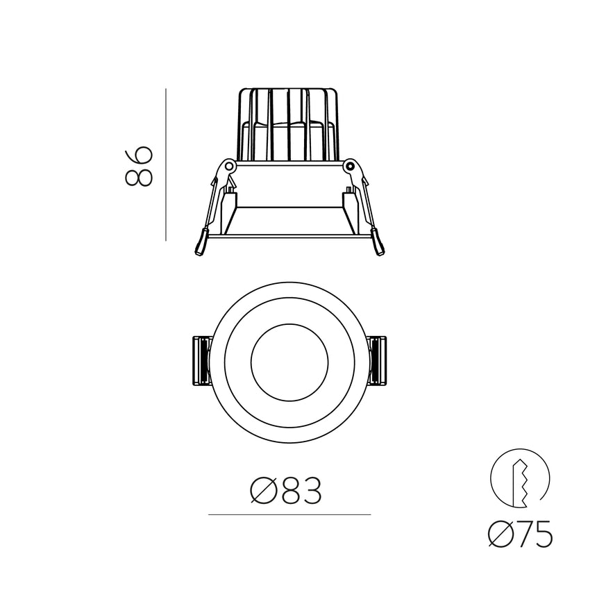 ACB Kidal Empotrable 3771/8 Blanco texturado, LED COB 7W 2700K 610lm, CRI90 I IP44, LED integrado E377109B