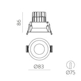 ACB Kidal Empotrable 3771/8 Negro Texturado, LED COB 7W 2700K 610lm, CRI90 I IP44/IP20, LED integrado E377109N