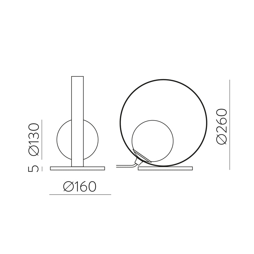 ACB Halo Sobremesa 3815/1 Negro Texturado/Opal, LED 5W 370lm, CRI90 I, LED integrado, Kelvin 2700K-3000K Slide Switch S3815170N