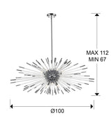 Schuller Evasión Lámpara de techo colgante de 9 luces cromo dimable 381628D
