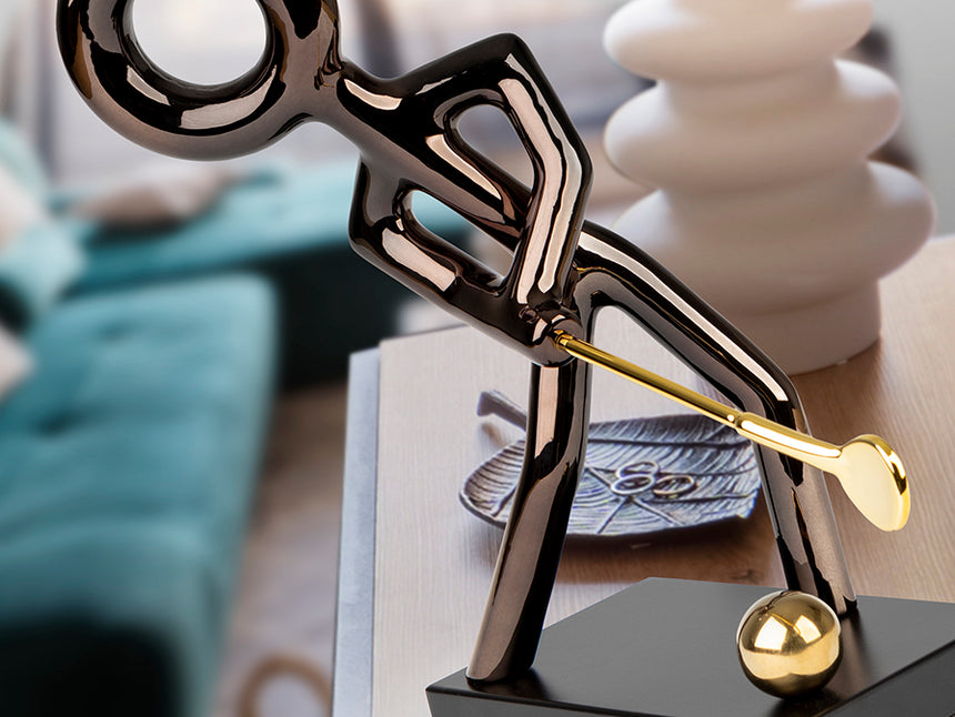 Figura decorativa Schuller Golf negro y dorado 29cm 381970