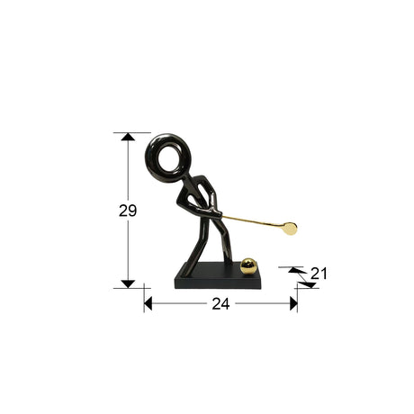 Figura decorativa Schuller Golf negro y dorado 29cm dimensiones