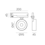 ACB Mako Track light 3843/9 Blanco texturado, LED COB 20W 3000K 1875lm, CRI90 I, LED integrado, Orientable T384310B