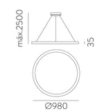 Lámpara de techo colgante ACB Grace negro texturado Ø98cm regulable C3848472NDT