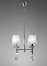 Mantra Tiffany cromo Lámpara de techo colgante blanca tela 3852