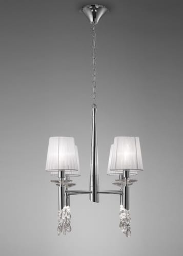 Mantra Tiffany cromo Lámpara de techo colgante blanca tela 3852