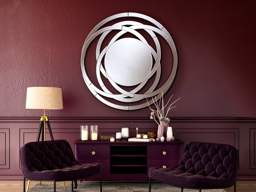 Espejo Schuller Aros plata y negro con mando 120x120cm 