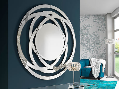 Espejo Schuller Aros plata y negro con mando 120x120cm  - vista 2