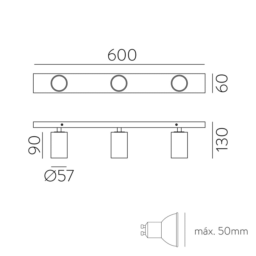 ACB Gina Ceiling Light 3874/R3 Textured White, LED GU10 3x8W, Adjustable P3874R30B