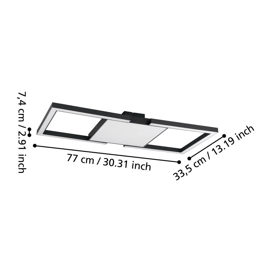 EGLO Macellara Plafón LED portátil regulable 2 luces acero plástico negro blanco 390019