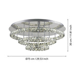 EGLO Toneria Plafón LED 2 luces acero inoxidable cristal cromo claro 39002