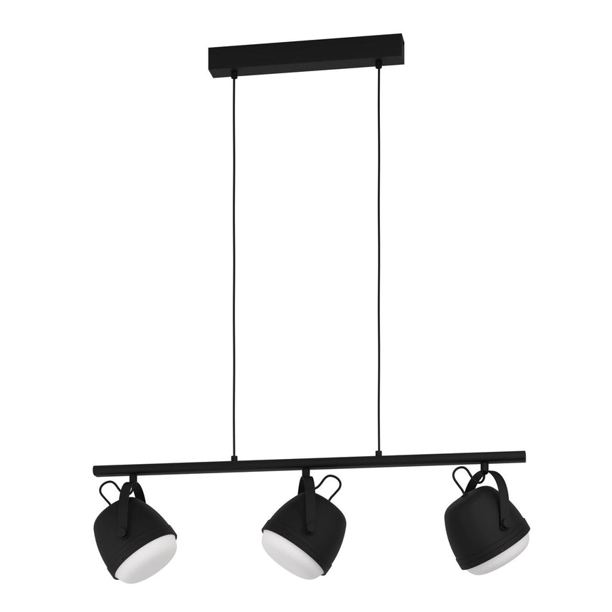 EGLO Upanema Lámpara de techo colgante acero vidrio grabado negro blanco 390046