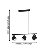 EGLO Upanema Lámpara de techo colgante acero vidrio grabado negro blanco 390046