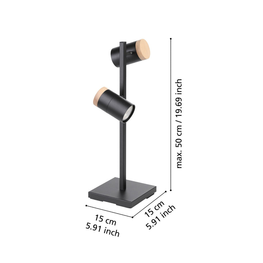 EGLO Cartagena Lámpara sobremesa LED aceromadera negrocafé 390069
