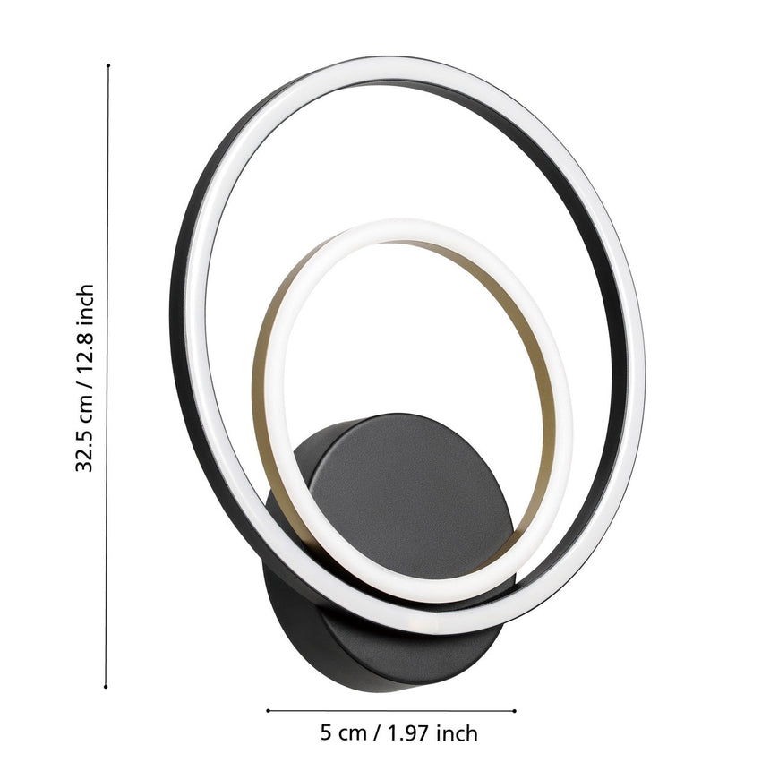 EGLO Lanacera Lámpara de pared LED 2 luces aceroaluminio plástico negrooro blanco 390088