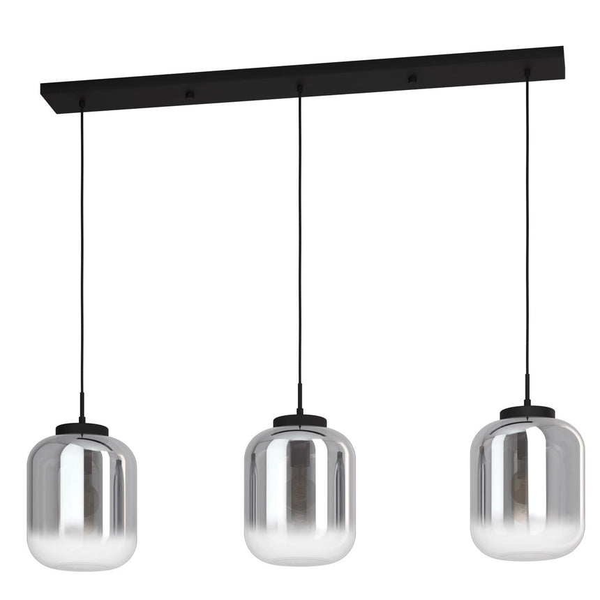 EGLO Bulciago Lámpara de techo colgante acero vidrio vaporizado negro negro transparente 390104