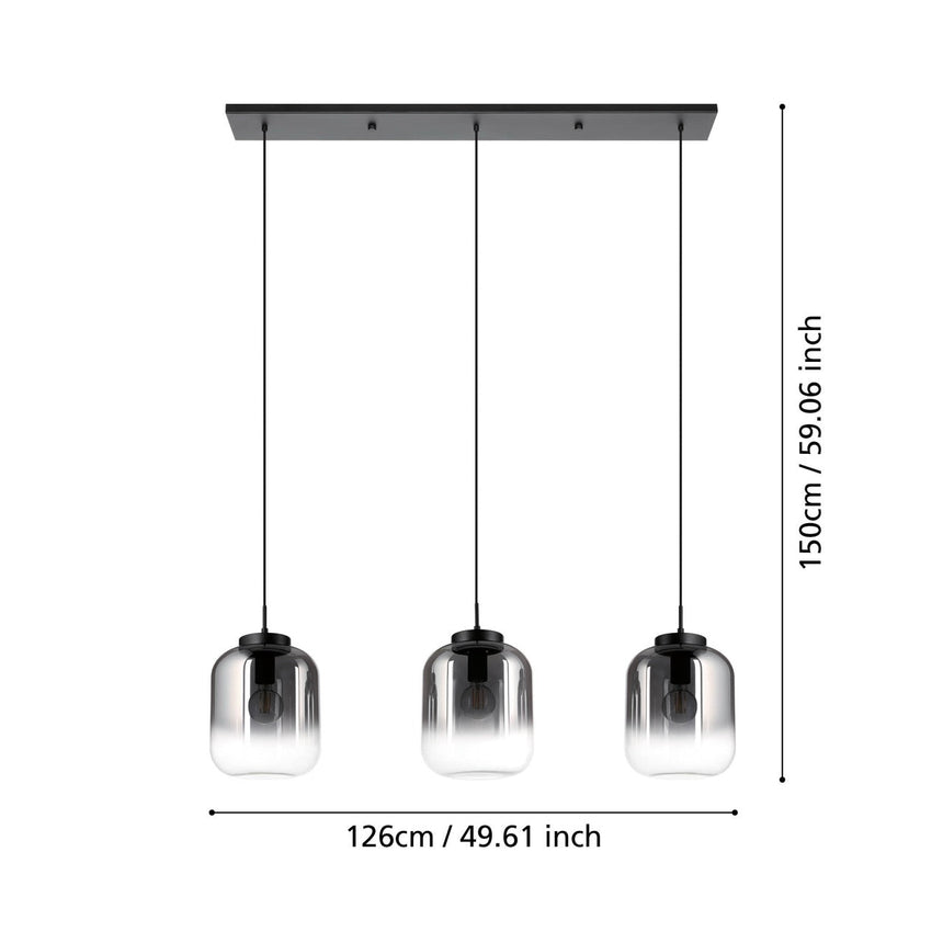EGLO Bulciago Lámpara de techo colgante acero vidrio vaporizado negro negro transparente 390104
