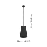 EGLO Petrosa Lámpara de techo colgante acero textil negro negro 390132