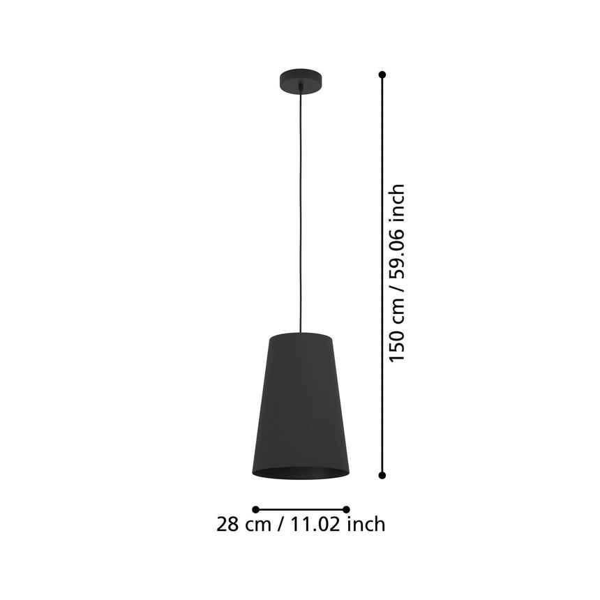 EGLO Petrosa Lámpara de techo colgante acero textil negro negro 390132
