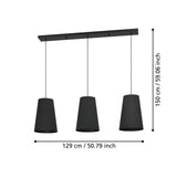 EGLO Petrosa Lámpara de techo colgante acero textil negro negro 390133