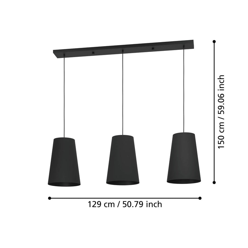 EGLO Petrosa Lámpara de techo colgante acero textil negro negro 390133